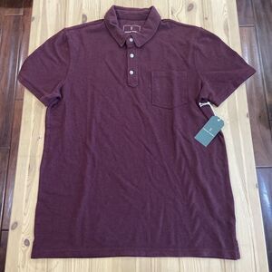 Mutual Weave Polo Shirt Purple Cotton Blend Golf Casual Rugby Men Size Large NWT